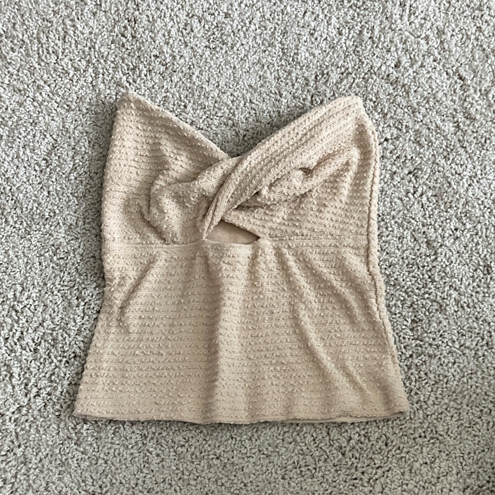 Princess Polly Cream Textured Crop Top